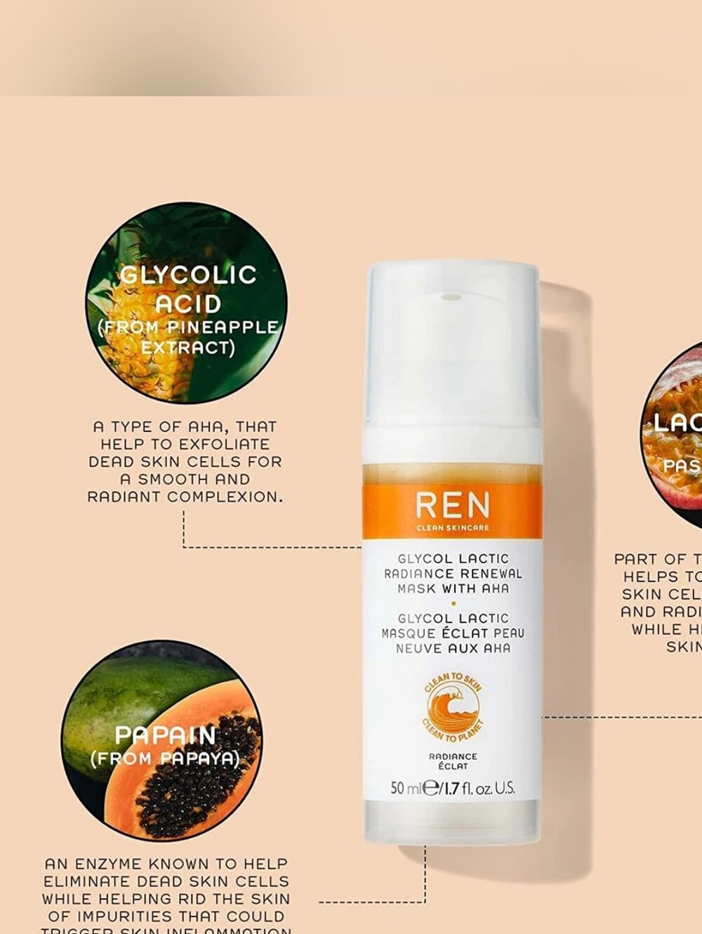 NIB REN | $60 Glycol Lactic Radiance Renewal Mask - Picture 5 of 5